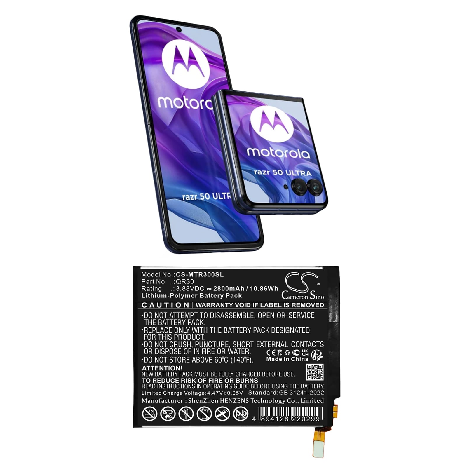 Batteri till Motorola Razr 50 Ultra mfl - 2.800 mAh