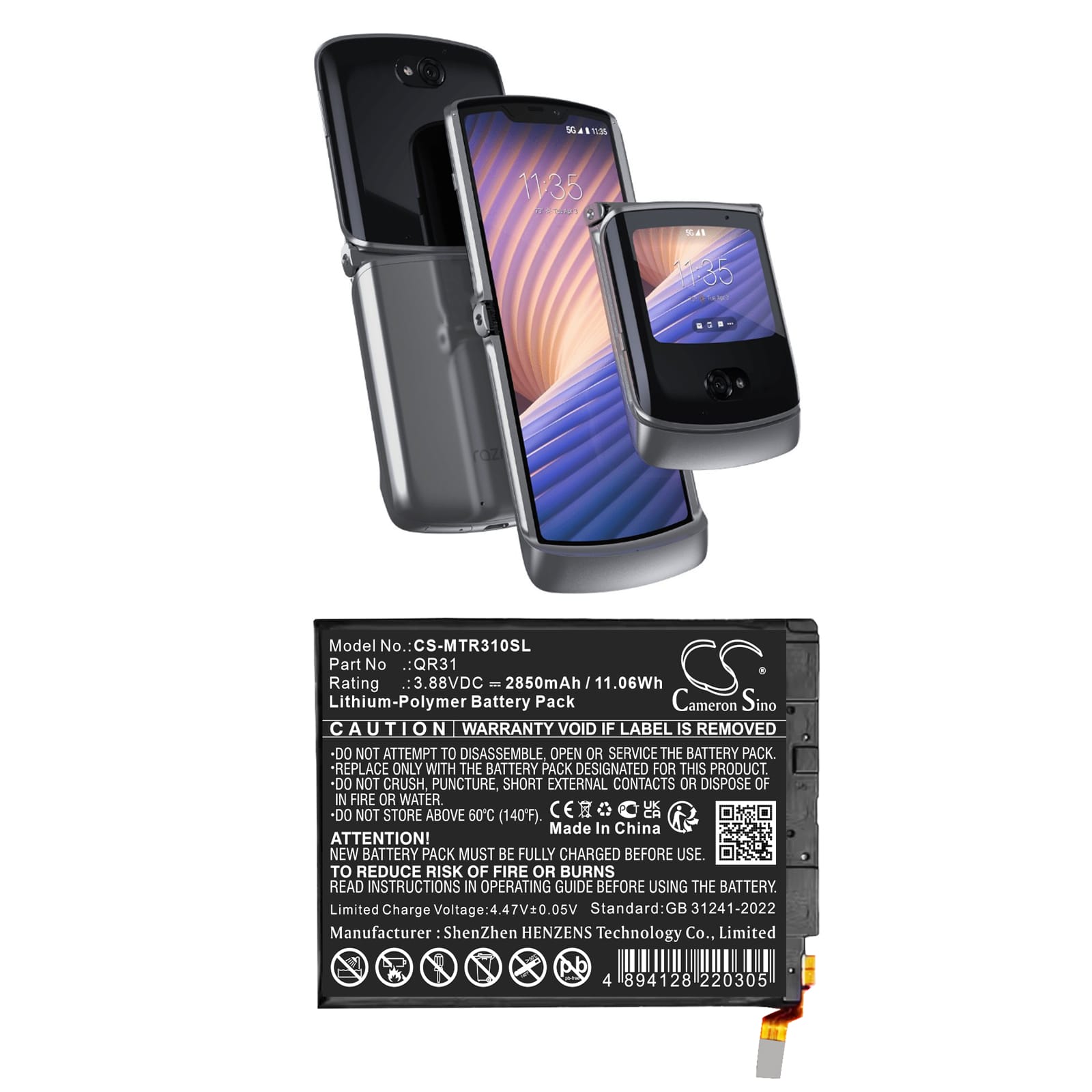 Batteri till Motorola Razr 2024 5G mfl - 2.850 mAh